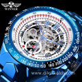 Winner New Fashion Automatic Mens Watches Luxury Mechanical Wristwatches Hollow Watch With Stainless Steel Blue Design watch